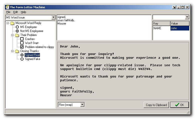 The Form Letter Machine 1.15.01 screenshot