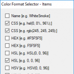 Color Format Selector - Shown Items