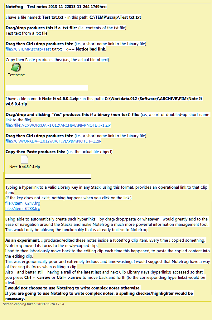 Notefrog v2.5.5 beta  - 01 test notes 2013-11-24.png