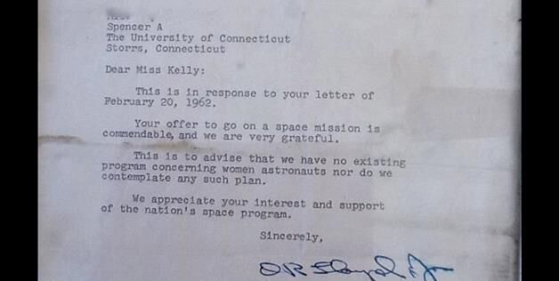 NASA rejection letter from 1962 says there are no openings for female astronauts.jpg
