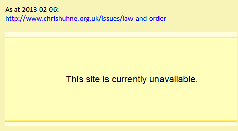 Chris Huhne website unavailable 2013-02-06.png