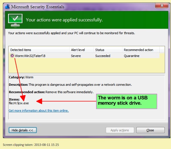 MSE - 2013-08-11 - 04 Worm virus found on BM's H drive.jpg