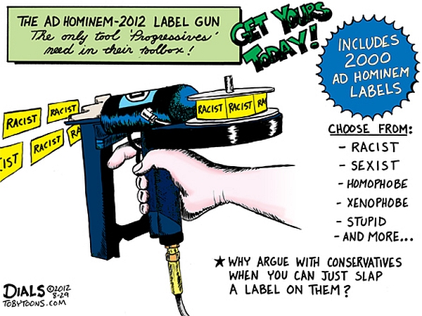 The gun that the left will never ban - ad hominem labels.jpg
