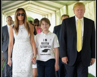 Did Barron Trump wear a “I'm with Stupid” shirt next to his father.jpg