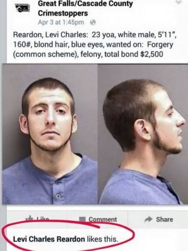 Man arrested after liking his own wanted poster on Facebook.jpg