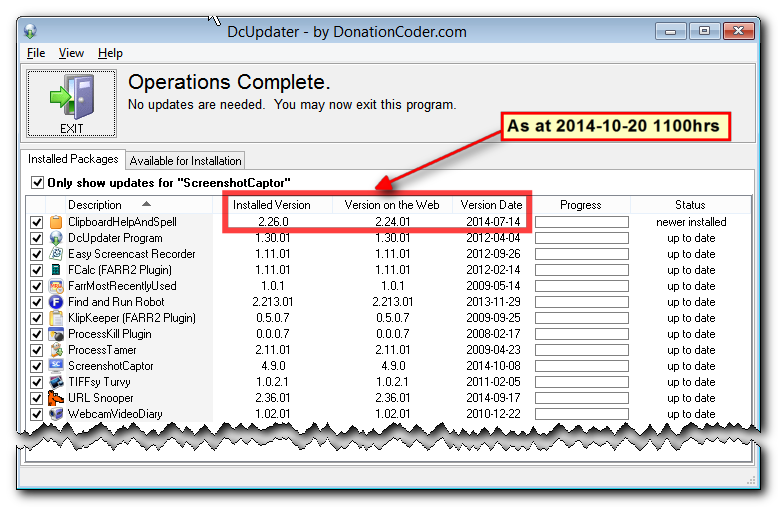CHS - DCUpdater shows version on web older than installed as at 2014-10-20 1100hrs.png