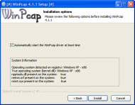 WinPcap installer option to have WinPcap driver start at boot time.png