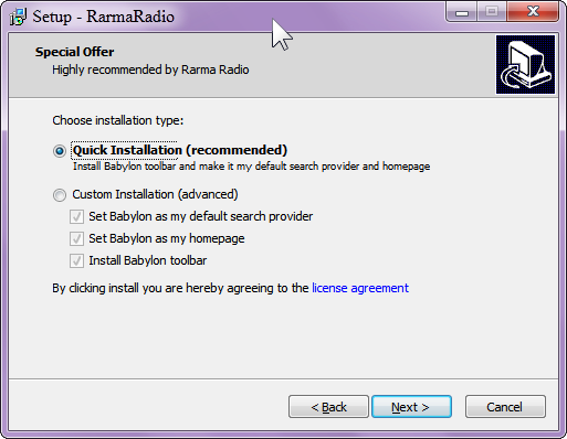 RarmaRadio Babylon install adware.png