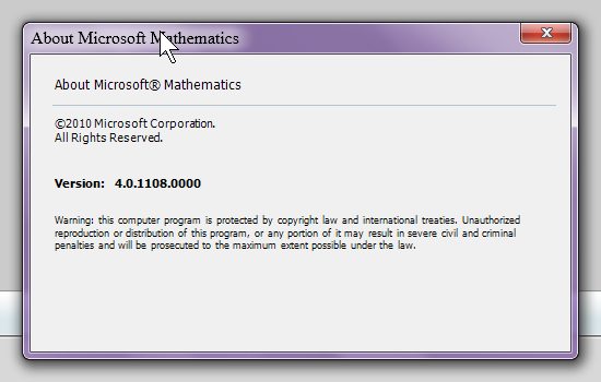 Microsoft Mathematics calculator - 01 About.png