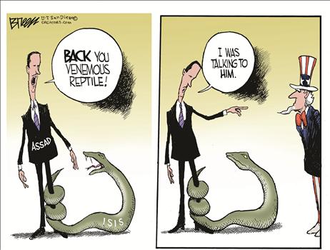 Assad-ISIS-US - Syria venemous reptile (snake) cartoon.jpg