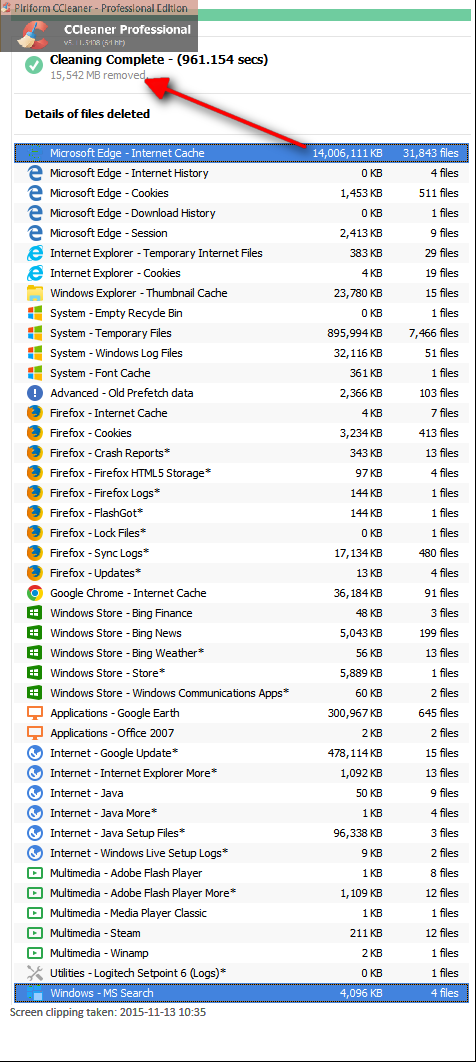 CCleaner - Win10 + MS Edge 14Gb cache 2015-11-13.png