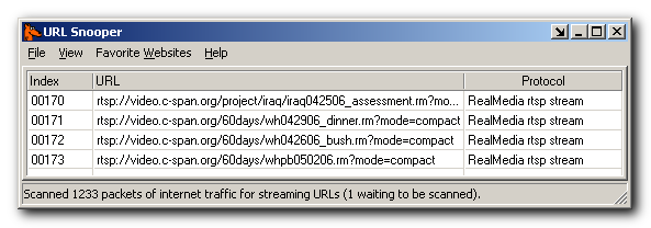 URL Snooper is a program written to help users locate the urls of audio and...